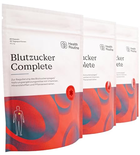Health Routine Blutzucker Complete mit Berberin & Chrom — 3er Pack | Blutzucker Komplex, Natürliche Blutzuckerregulierung mit Reducose, Berberine 500mg und Chrom Tabletten zur Unterstützung