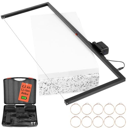 BAUTEC Akku-Styrobow Handschneidebügel (1.330mm / 520mm) inkl. 2 Li-Ion Akkus, 10 Schneidedrähte » Styroporschneider, Heißdrahtschneider