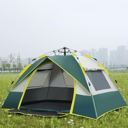 Campingzelt für 2-3 Personen UV Schutz Kuppelzelt,Sonnenschutz Automatisches Aufstellzelt Wasserdicht leicht und einfach zu Bauen Rucksackzelt für Garten Fischen Picknick (Dark Green,2-3 People Mat)