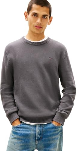 Tommy Jeans Suéter TJM Slim ESS EXT DM0DM21787 para Hombre, Color Gris (Negro Lavado), Talla M, Gris (Washed Black), M