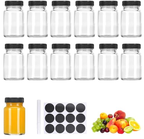 NUWIQ Botellas de vidrio de 60 ml, 13 unidades, reutilizables, con etiquetas, para especias de jengibre
