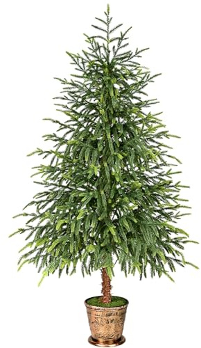 Siyaluens 4ft Christmas Tree, 48 Artificial Norfolk Pine Tree with Pot, Real Touch PE Branch Tips, Christmas Tree Decor for Front Porch, Kitchens, Home Indoor Outdoor Decorations