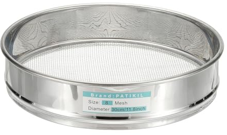 PATIKIL 8 Mesh(2.5mm) Lab Sieve, 11.8(30cm) Diameter Sifting Screen 304 Stainless Steel Wire Cloth Fine Mesh Sieve for Industrial Laboratory Home Soil Sifter Dry Sift Screens Hash