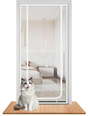 Zanzariera per Gatti | Porta Rete Sicura e Versatile per Animali | 90X220 Cm Protezione Con Zip Portatile Per Accesso Pratico A Balconi Scale Case Corridoi Appartamenti