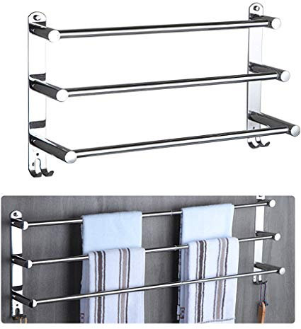 Barra portasciugamani estensibile in acciaio inox a 3 livelli, supporto da parete flessibile