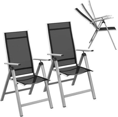 STEELSØN Gartenstuhl klappbar 2er-Set Alaris, Hochlehner mit Armlehne Klassisch Aluminium Campingstuhl, 6-Fach verstellbare Rückenlehne, Silber