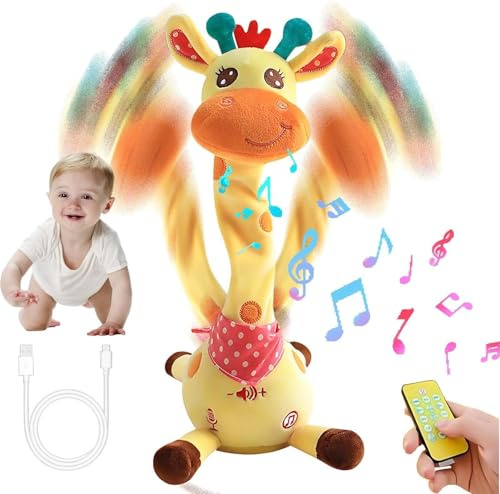Umikk Jouet girafe parlant, girafe chantante et dansante, jouet parlant, girafe chantante pour bébé, cadeau d'anniversaire (modèle télécommandé)