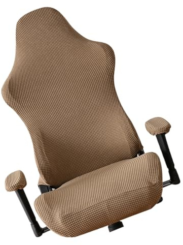DIYEAH Funda Elástica para Silla Gaming y Oficina, Color Marrón Claro, Tejido De Microfibra Suave, Protector Lavable y Antimancha, Ajuste Fácil para Despacho y Gaming Doméstico