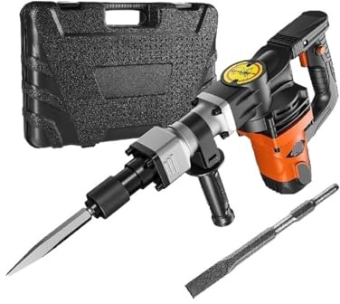 Taladro Percutor Martillo De Demolición Eléctrico De 1400 W, Martillo Neumático De Alta Resistencia, Martillo Rompedor De Hormigón De 2900 BPM, 2 Cinceles Y Brocas For Astillado