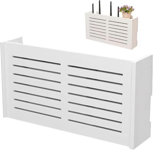 AESZITTEW Router-Aufbewahrungsbox, Kunststoff-Klappabdeckung, WLAN-Box, Verstecken, wasserdicht, Routerregal für Zuhause und Büro, 39 x 16 x 7,5 cm