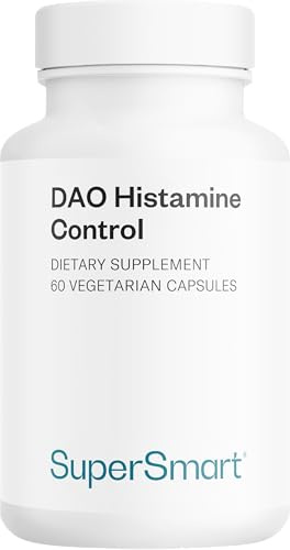 DAO Histamine Control - Enzyme DAO pour Décomposer l’Histamine Alimentaire - DAO Végane Microencapsulée et Gastro-Résistante (adiDAO Veg®), Quercétine & Vitamine C - 60 Gélules Végétales - SuperSmart