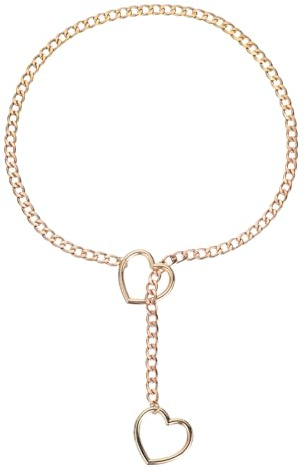sourcing map Slip Chain Necklace, Cuban Adjustable Y Necklace with Heart O Ring Stainless Steel Chain Chokers for Women Punk Gothic Jewelry