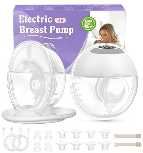Haokoo Wearable Electric Breast Pump, Hands-Free & Wireless Discreet Pump, 4 Modes 12 Levels, Anti-Leak, Upright Stand with Dust Cover, 140-Min Run Time, 4 Flange Sizes