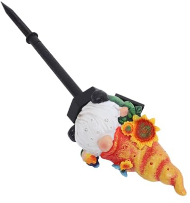 PENIKOKO Lampe Solaire Nain de Jardin Résine Orange Luminaire Paysager Automatique pour Pelouse et Cour Décoration Extérieure avec Éclairage LED Écoénergétique