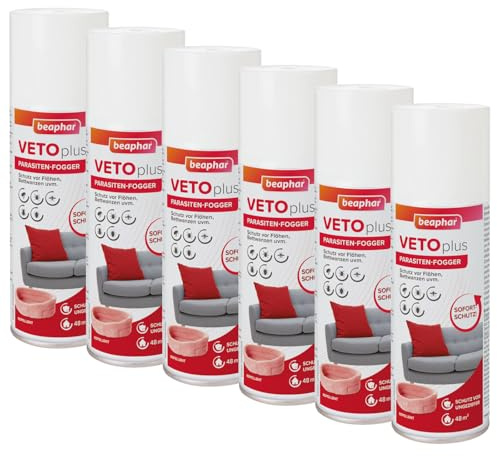 Beaphar VETOplus Parasiten Fogger - 6X 200 ml - Vernebler zum Schutz vor Flöhen und Bettwanzen in der Umgebung von Hunden und Katzen