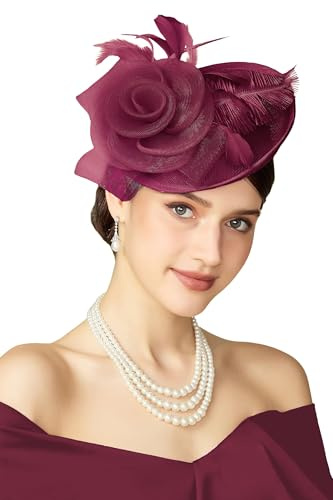 BABEYOND Damen Federn Fascinator Hut Mesh-Blumen Haarclip | ascot, federn, mesh-blumen, pillbox-design, ideal für hochzeiten, rennen & partys