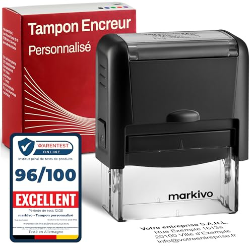 Timbro Personalizzato Autoinchiostrante - Ideale per Aziende, Uffici e Medici - Timbro Personalizzabile con Testo, Nome, Indirizzo - 38x14mm, max. 4 Righe, Nero (S)