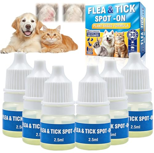 6x2.5ml Pipetten Fllea- und Zeckenschutz, Natürliche Katzenentwurmungstropfen, Zeckenschutz für Katzen, Formel für sanfte wirksame Verteidigung