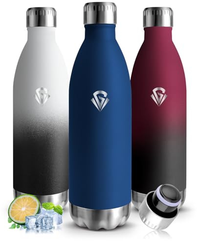 Mujigaga Borraccia Termica 1 litro Senza BPA, Borraccia Palestra, a Prova di Perdite Borracce Acciaio Inox, Isolamento Sottovuoto, Bottiglia Termica per Escursioni, Corsa, Esterni