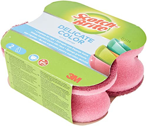 Scotch-Brite Éponge grattante Non-rayante, Lot de 2, Rose