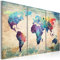 Cuadros B&D XXL - Cuadro de cristal acrílico 60x40 cm Impresión de 3 Piezas Pintura sobre Vidrio Imagen Gráfica Decoracion de Pared Mapamundi Mapa del mundo Colorido k-C-0014-k-e