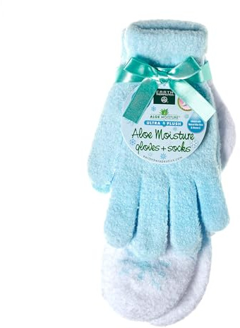Earth Therapeutics Aloe Gloves/Socks Combo Set - Blue Snow (1 Pair Gloves / 1 Pair Socks)