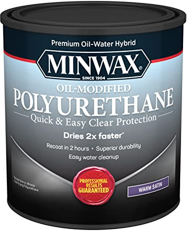Minwax Water Based Oil-Modified Polyurethane, Warm Satin, Clear, 1 Quart