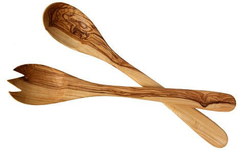 Couverts à salade en bois d'olivier 35 cm
