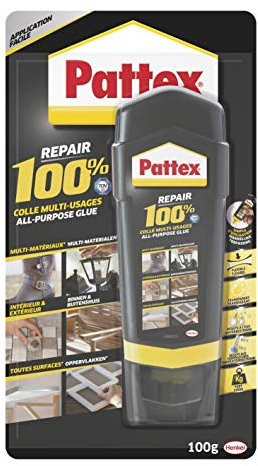 Pattex Repair 100% Colle Multi-usages, colle forte transparente pour tous types de travaux à l’intérieur et l’extérieur, colle liquide multi- matériaux, 100 g