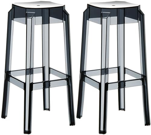 CLP 2er Set Barhocker Fox I Stapelbarer Barstuhl aus hochwertigem Kunststoff I Wetterbeständiger Tresenhocker I Sitzhöhe 75 cm, Farbe:schwarz
