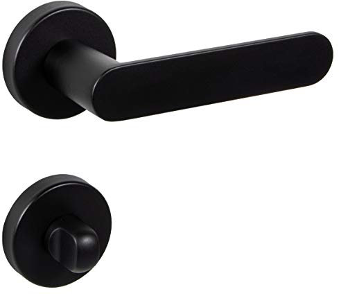 JUVA, maniglia per porta vintage, colore nero, maniglia per porta, porta, porta, porta, porta, set di rosette per WC – BAD | Coppia di maniglie in alluminio per porte interne | 1 paio