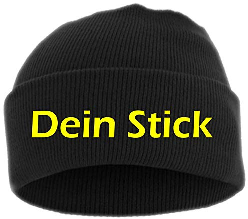 HB_Druck Umschlagmütze mit Wunschtext - Blockschrift - Bestickt - Mütze Strickmütze