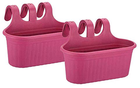Serinova Jardinera Balcón,6,5 litros, 38 cm Largo, Set 2 Unidades, Maceta Colgar (Morado)