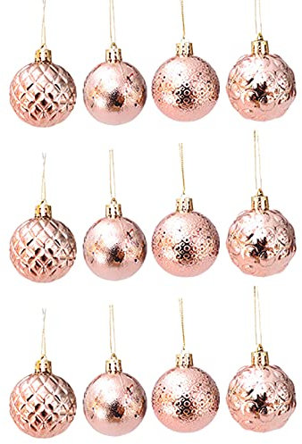 Bodhi2000 12 Weihnachtskugeln, bruchsicher, Weihnachtsbaumschmuck, Weihnachtskugeln, Heim-Party, Hochzeits-Dekorationen, Roségold