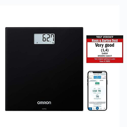 OMRON HN300T2 Intelli IT Smart Digitale Personenwaage mit Bluetooth für Körpergewicht und BMI, inkl. Smartphone-App zur Fortschrittsverfolgung