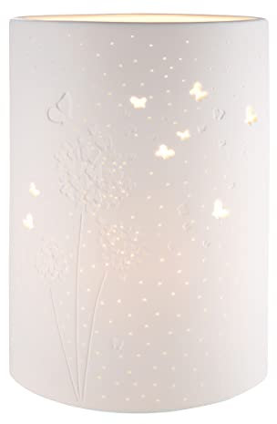 GILDE Prickel Lampe Tischlampe - Puste Blume - Dekoration - Höhe 28 cm, 32318, Weiß, Höhe 28,5 cm