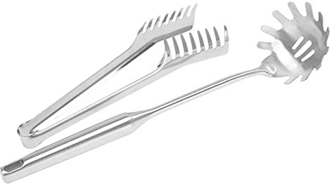 Set da portata per spaghetti in acciaio , 2 pezzi, pinza per spaghetti in acciaio , forchetta da portata per pasta