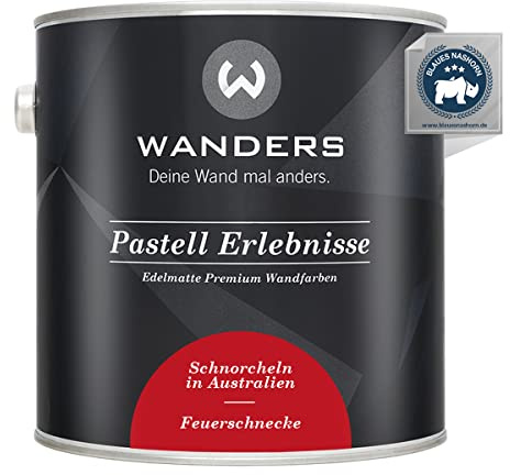 Wanders Pastell Erlebnisse 2,5L - Feuerschnecke/Kräftiges Rot - Edelmatte Wandfarbe! Küchenmöbellack und Möbelfarbe. Kreidefarbe für Holz & mehr. Hohe Deckkraft, schnell trocknend
