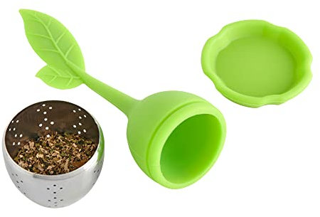 HIC Kitchen Tee-Ei Teesieb für losen Tee Tasse, mit Abtropfschale, Teezubehör, 188 Edelstahl und Silikon