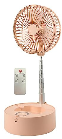 Ronyme Pedestal Fan Portable Standing Fan Lightweight with Control Small Fan USB Mini Floor Fan Foldable Desk Fan for Travel Fishing Camping, Pink