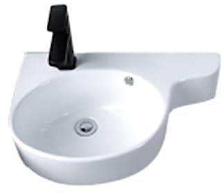 Keramik Waschbecken Praktisches Eckwaschbecken mini Hänge-Waschbecken mit Warm Kaltwasserhahn Waschschüssel für Badezimmer & Gäste-WC Keramik Aufsatzwaschbecken Design Waschbecken. (Color : Left basi