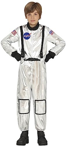 FIESTAS GUIRCA Officiell Silver NASA Astronautdräkt för barn - Astronaut Space Kostym Barndräkt 5-6 år