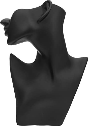 Alipis Espositore Testa Porta Collane, Busto Manichino Per Gioielli, Supporto Per Collana, Orecchini, Pendenti, Catene, Resina Nera, 27x17x10 Cm, Leggero E Elegante Per Negozio E Boutique