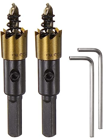 sourcing map 2pcs Trou Scies 14mm (9/16) M35 HSS (Haut Vitesse Acier) Titane Revêtu Perceuse Morceaux Coupeurs Ouvreurs pour Inox Acier Aluminium Alliage Métal Bois Plastique