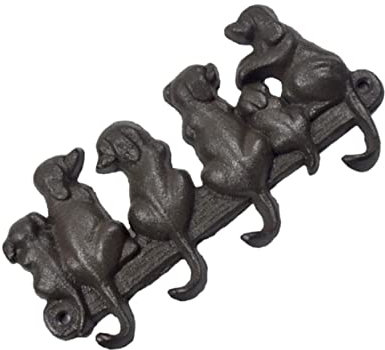 SOLUSTRE Gusseiserner Hundehaken Wandhaken Haustierform Retro Tierischer Garderobenhaken Aus Robustem Eisen Stabile Wandmontage Dekorativer Kleiderhaken Für Schlüssel Jacken Mäntel Schwarz