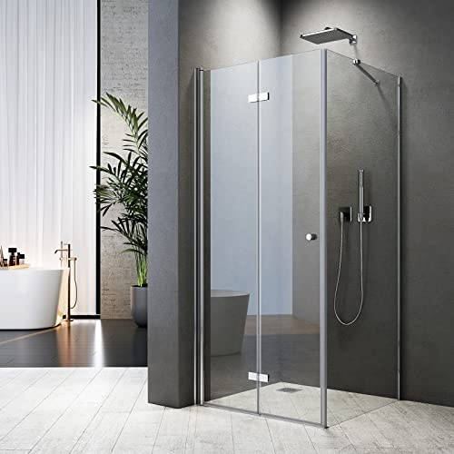 BD-Baode Duschkabine 80x75x185cm Falttür Duschabtrennung Duschtür mit Seitenwand Duschwand Glas Duschtrennwand 6mm ESG Sicherheitsglas