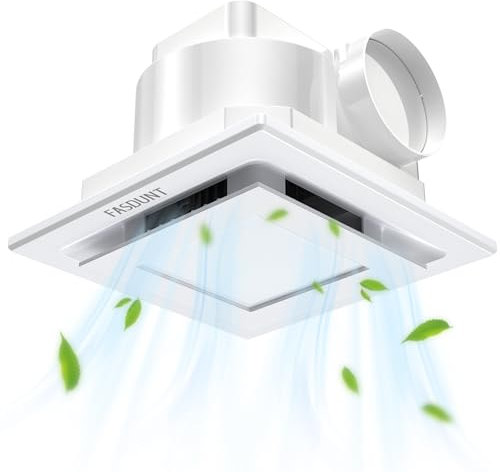 FASDUNT Bathroom Extractor Fan with Light, 120 CFM 1.0 Sones Quiet Bathroom Fan with LED Light Combo