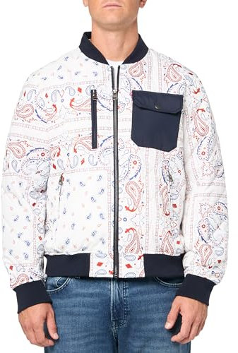 Levi's Herren Men's Diamond Quilted Bomber Jacket Jacke, Bandana in Weiß/Marineblau, M