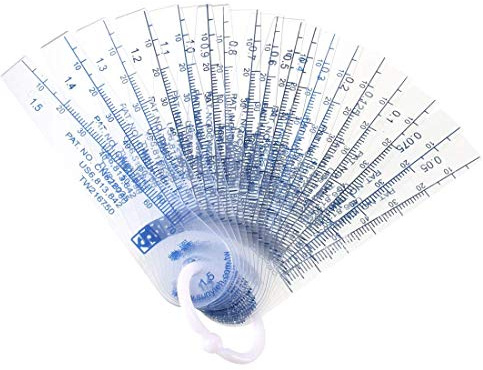 XYWHPGV Calibrador de espesores de plástico 18 en 1 0.05-1.5mm Herramienta de medición de relleno de espacios de espesor para ancho de espacios(3f1fc 7b6b7 c1078 12b55 86553 a4cf5