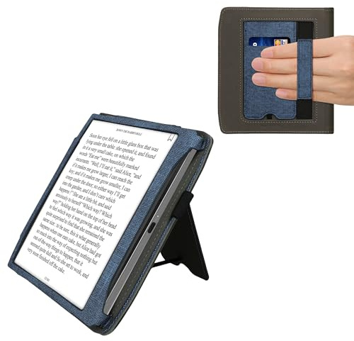 kwmobile Hülle kompatibel mit Pocketbook Era/Era Color Hülle - Flip Case mit Handschlaufe - Kunstleder Cover - Dunkelblau Dunkelgrau